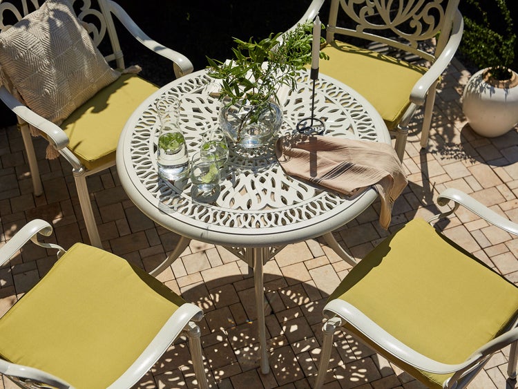 Outdoor Bistrotisch ANCONA 90 cm 90 cm Metall Cremeweiß
