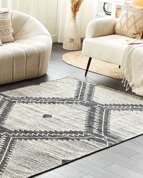 Teppich ARBAA Schwarz 140 x 200 cm Baumwolle