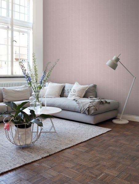 ESTAhome Tapete Fischgrätmuster Altrosa - 53 cm x 10.05 m - 139107