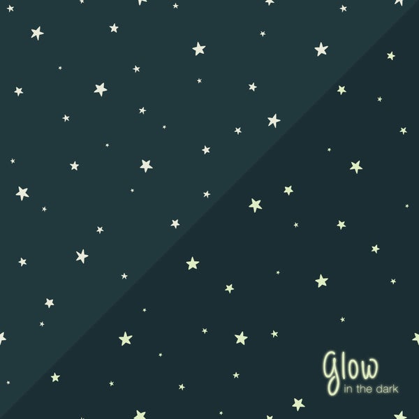 ESTAhome Glow-in-the-dark Tapete fluoreszierenden Sterne Dunkelblau - 53 cm x 10.05 m - 139262