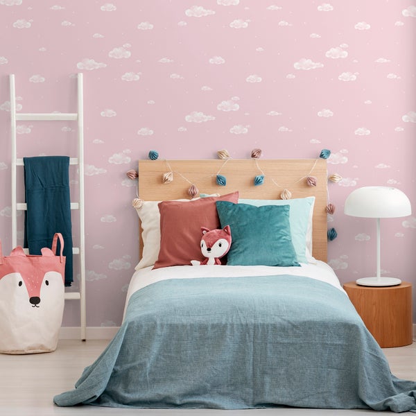 Sanders und Sanders Tapete kleine Wolken Rosa und Weiß - 53 cm x 10 m - 640460
