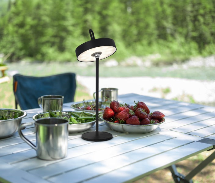 LED-Akku-Tischleuchte magnetisch ELLA für Außen und Innen, aus Metall und Kunststoff in Schwarz, 35 cm hoch