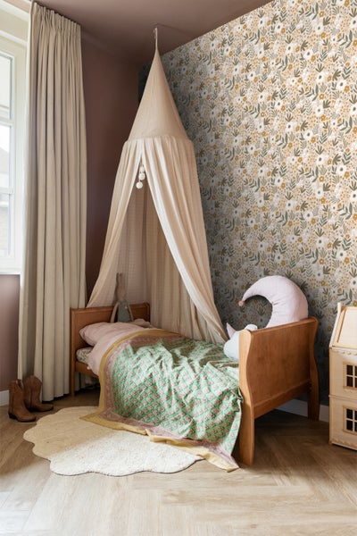 ESTAhome Tapete Blumen Graugrün und Braun - 50 x 900 cm - 131068