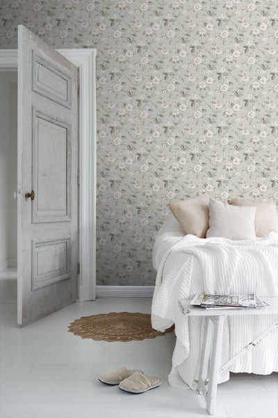 Borastapeter Tapete Blumen Grün - 53 cm x 10.05 m - 660231