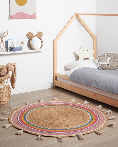 Kinderteppich ZANAVI Bunt ø 120 cm Jute