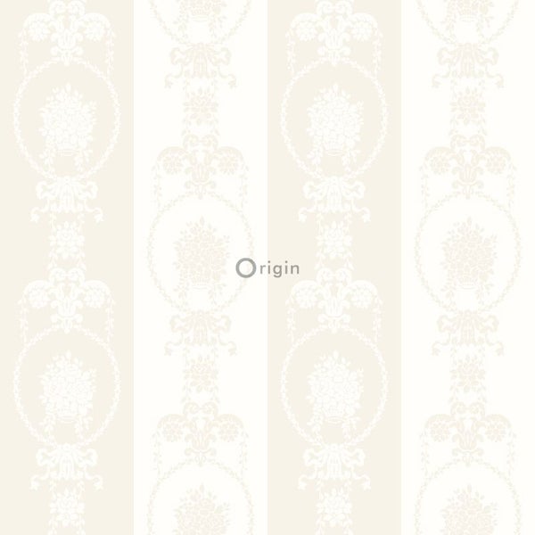 Origin Wallcoverings Tapete Ornamente Silber und Weiß - 53 cm x 10.05 m - 346829