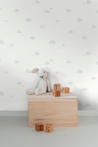 Sanders und Sanders Tapete kleine Wolken Graublau und Weiß - 53 cm x 10 m - 640301