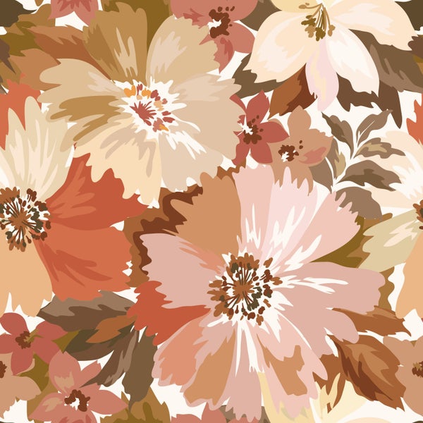 ESTAhome Tapete Blumen Terrakotta - 50 x 900 cm - 131265