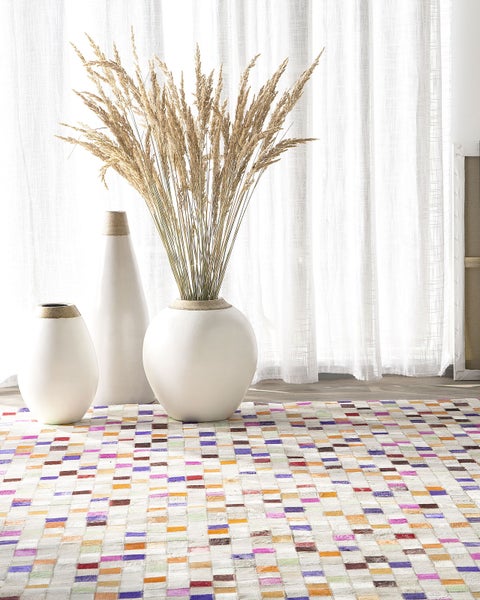 Teppich Kuhfell bunt 160 x 230 cm Patchwork Kurzflor ADVAN