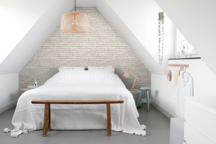 ESTAhome Tapete sommerliche Texte Beigebraun - 53 cm x 10.05 m - 148640