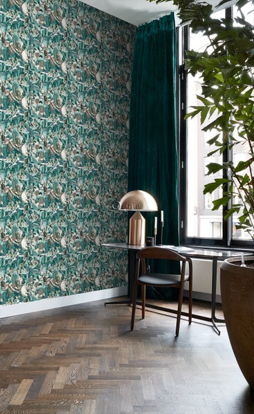 Origin Wallcoverings Tapete figurative Motive Smaragdgrün - 53 cm x 10.05 m - 347422