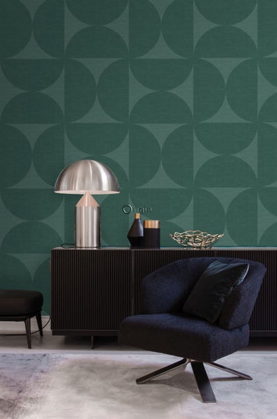Origin Wallcoverings XXL-Vliestapete Halbkreise Dunkelgrün - 50 x 900 cm - 357225