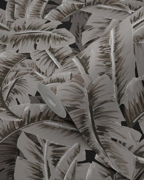 Origin Wallcoverings Tapete Palmblätter Dunkelgrau - 53 cm x 10.05 m - 347440