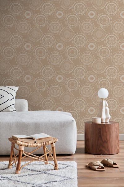 ESTAhome Tapete Blumen Beigebraun - 50 x 900 cm - 139823