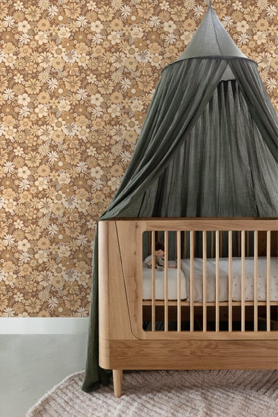 ESTAhome Tapete Retro Blumen Beige und Braun - 50 x 900 cm - 130965