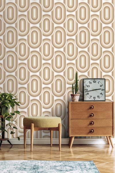 ESTAhome Tapete Retro-Ornamente Beige und Braun - 50 x 900 cm - 130981