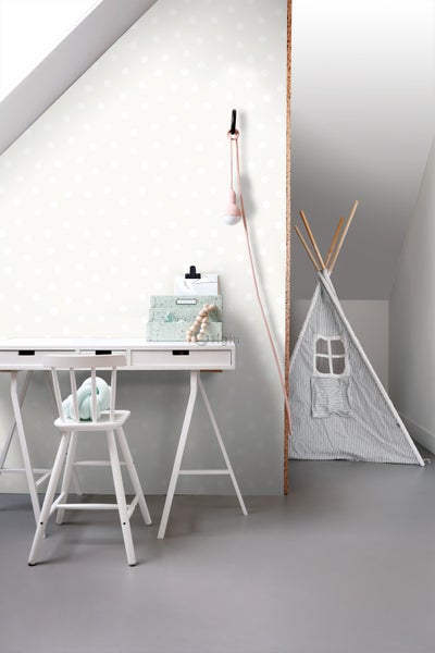 Origin Wallcoverings Tapete Punktmuster Weiß und Silbergrau - 53 cm x 10.05 m - 347513