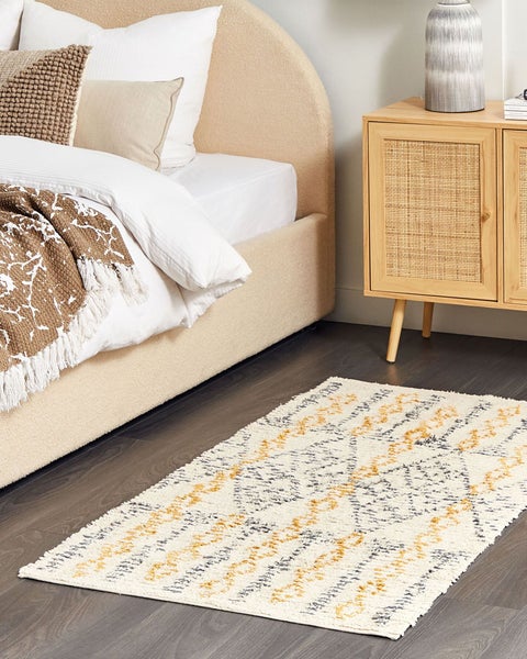 Teppich KADAPA Beige 80 x 150 cm Baumwolle