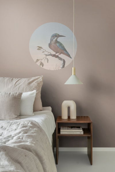 ESTAhome selbstklebende runde Tapete Eisvogel auf Zweig Abendrot - Ø 70 cm - 158993