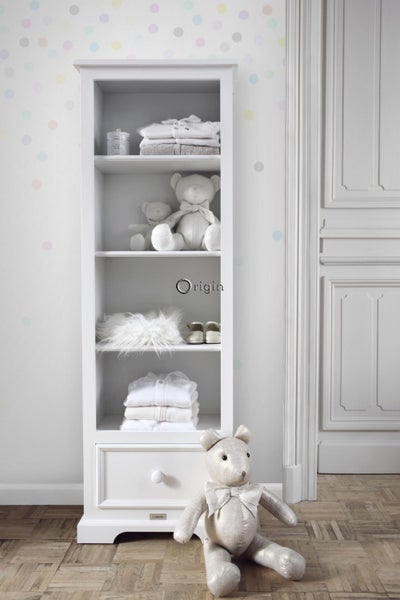 Origin Wallcoverings Fototapete Punktmuster Grau, Gelb, Lila, Hellrosa, Mintgrün, Blau und Orange - 250 x 279 cm - 357212
