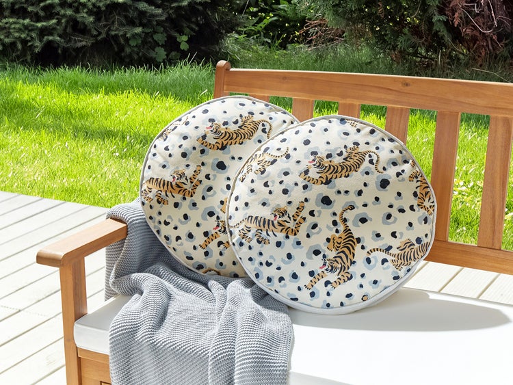 Gartenkissen 2er Set ARENZANO 40 x 40 cm Beige Tiermuster