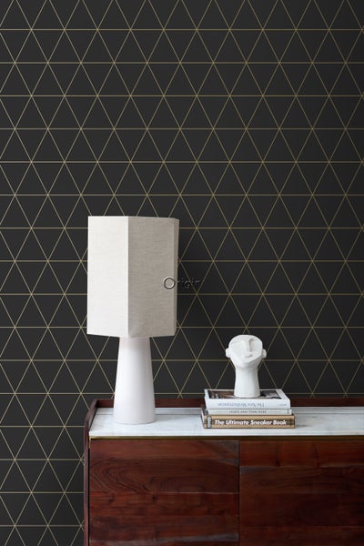 Origin Wallcoverings Tapete grafische Dreiecke Schwarz und Gold - 53 cm x 10.05 m - 347684
