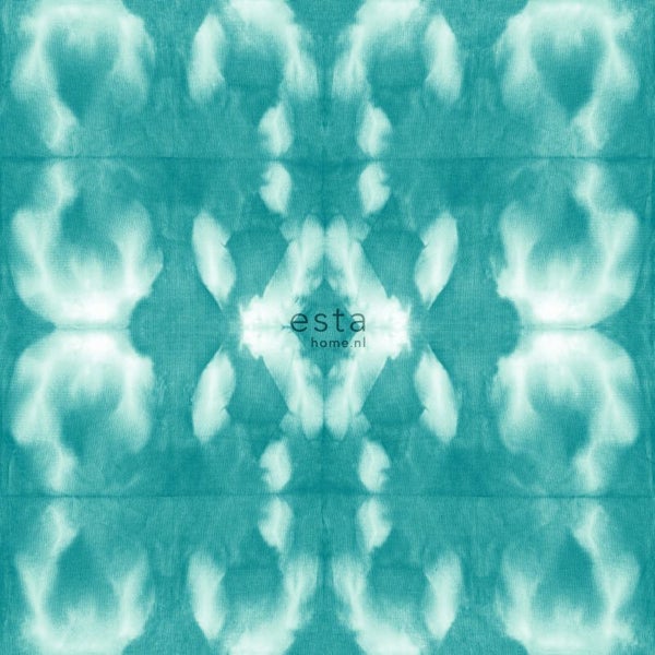 ESTAhome Tapete Tie-Dye Shibori Muster Türkis - 53 cm x 10.05 m - 148683
