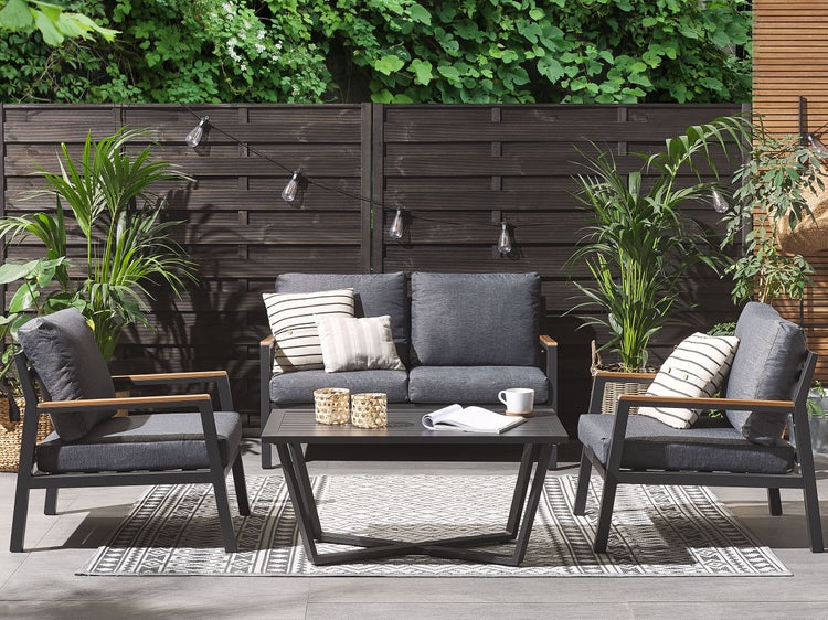 Lounge Set mit Tisch 4-Sitzer DELIA Metall Grau