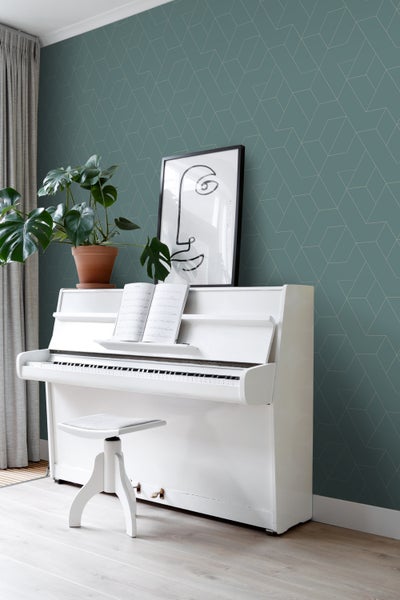 ESTAhome Tapete grafische Linien Graublau - 50 x 900 cm - 139949