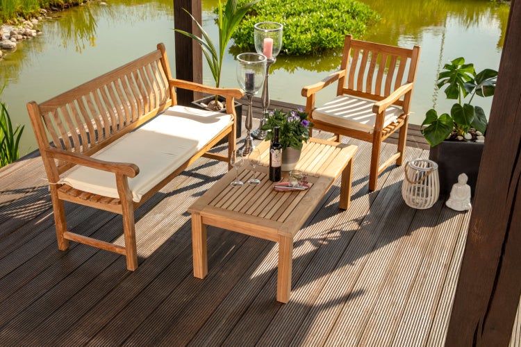 Teak Sessel Gartenstuhl Victoria Massivholz Premium wetterfest