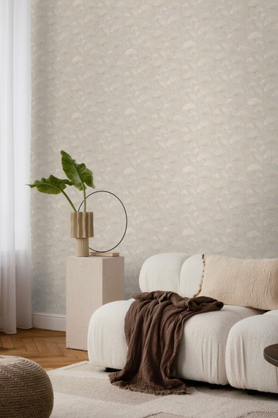 Borastapeter Tapete Ginkgoblätter Beige - 53 cm x 10.05 m - 660866