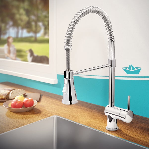 Calmwaters® Premium Spiralfederarmatur, 360° flexible Küchenarmatur mit Brause, Wasserhahn Küche Geschirrbrause, 12PZ3545