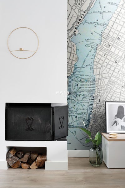ESTAhome Fototapete alter Stadtplan von New York Grau und Blau - 186 x 279 cm - 157702