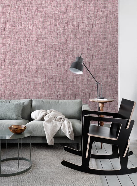 ESTAhome Tapete Leinen-Optik Burgunderrot - 53 cm x 10.05 m - 148663