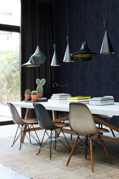 Origin Wallcoverings Tapete Holz-optik Dunkelblau - 53 cm x 10,05 m - 347532