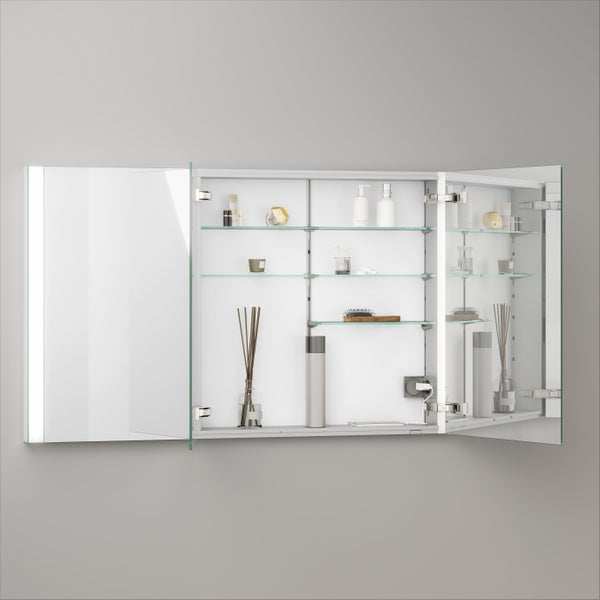 KEUCO Royal Mia Unterputz-LED-Spiegelschrank 120cm, 3 Türen, Seiten verspiegelt