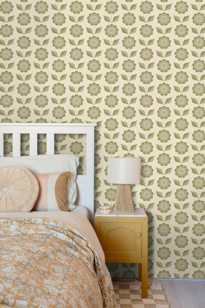 ESTAhome Tapete Blumen Graugrün - 50 x 900 cm - 130979
