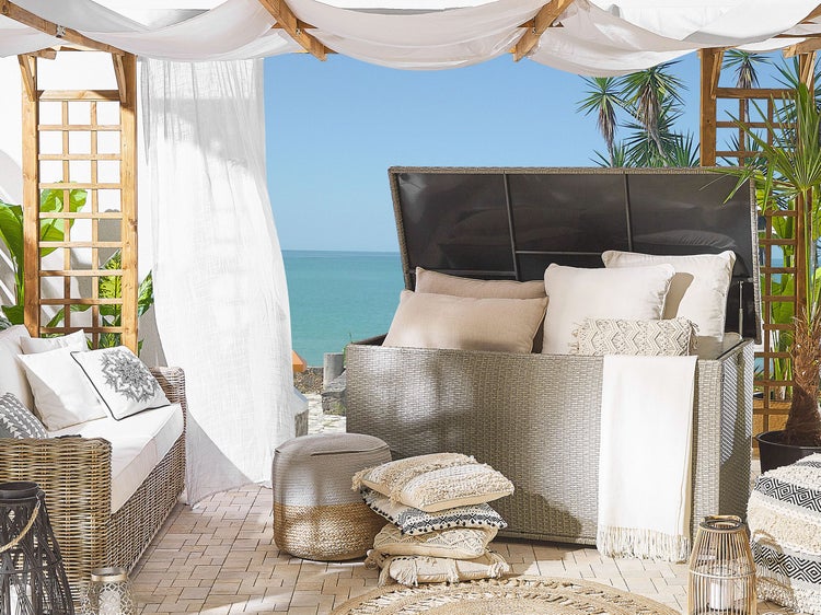 Aufbewahrungsbox MODENA Polyrattan 155 cm 75 cm Taupe