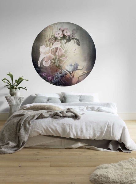 Sanders und Sanders selbstklebende runde Tapete Blumen Rosa, Blau und Grün - Ø 125 cm - 611736