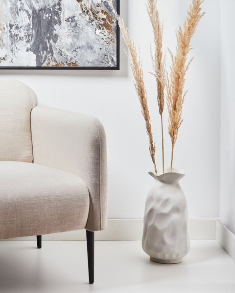 Blumenvase CATTAIL Steinzeug 40 cm Cremeweiß