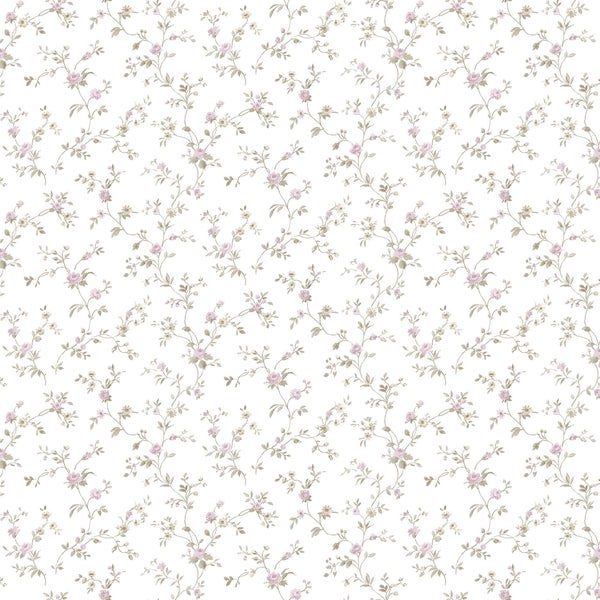 Sanders und Sanders Tapete Blumen Graugrün, Lila und Weiß - 53 cm x 10 m - 640405