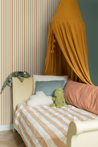 ESTAhome Tapete Streifen Grün und Braun - 50 x 900 cm - 131605