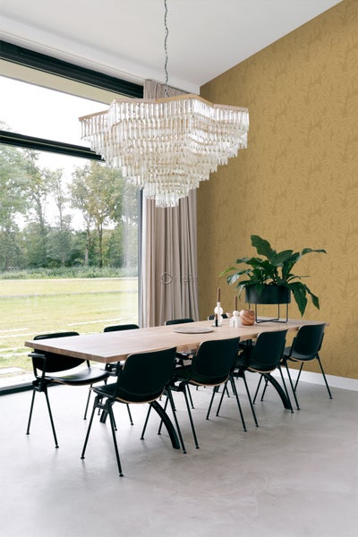 Origin Wallcoverings Tapete tropische Blätter Ockergelb - 50 x 900 cm - 347811