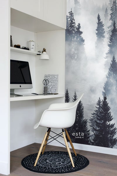 ESTAhome Fototapete nebliger Wald Grün - 1,86 x 2,79 m - 158909