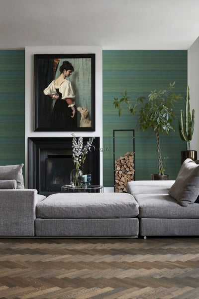 Origin Wallcoverings Tapete Gewebeoptik mit Farbverlauf Meeresgrün - 53 cm x 10.05 m - 347753