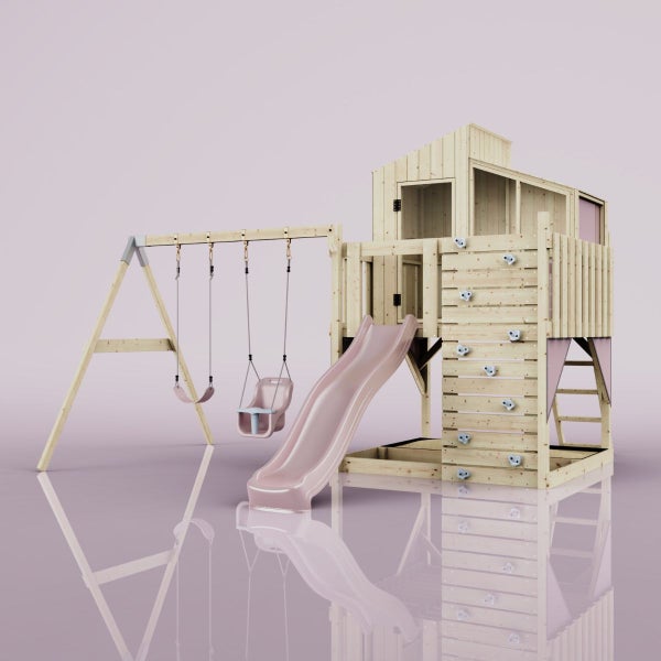 PolarPlay Spielturm Bosse aus Holz in Rosa,