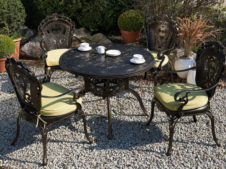 Gartenmöbel Set 4-Sitzer SAPRI inkl. Kissen Metall Dunkelbraun