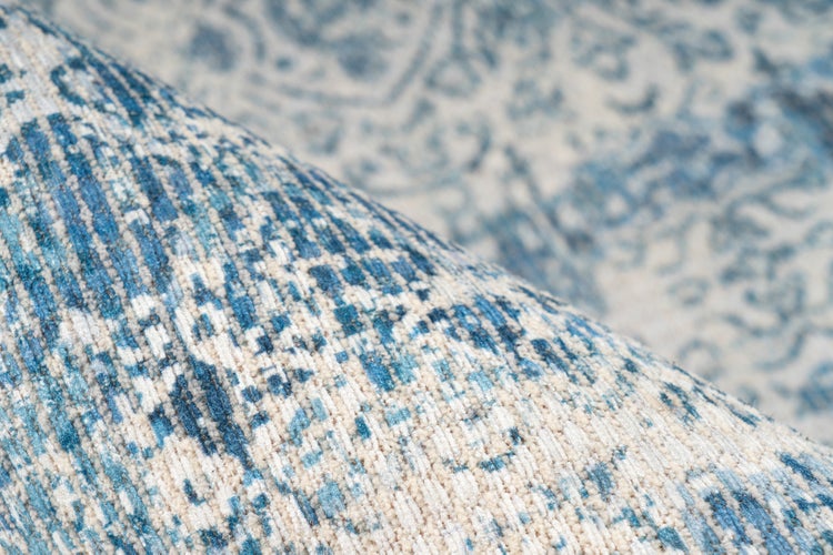 Kurzflor Teppich Florent Blau Vintage, Used-Look 80 x 150 cm