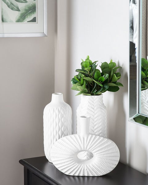 Dekovase XANTHOS Steinzeug 32 cm Weiß