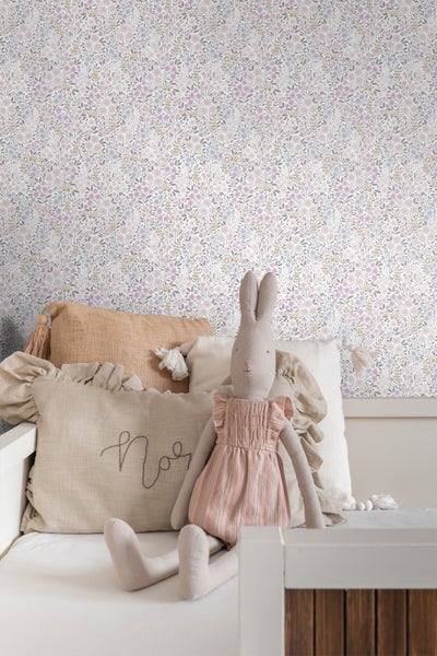 ESTAhome Tapete Blumen Violett - 53 cm x 10.05 m - 139534